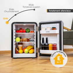 TZS First Austria - Mini Réfrigérateur Rétro 40L silencieux - Petit Minifrigo design vintage avec lumière intérieure et 2 compar