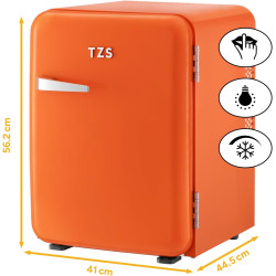 TZS First Austria - Mini Réfrigérateur Rétro 40L silencieux - Petit Minifrigo design vintage avec lumière intérieure et 2 compar