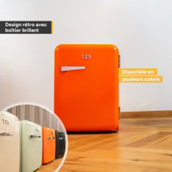 TZS First Austria - Mini Réfrigérateur Rétro 40L silencieux - Petit Minifrigo design vintage avec lumière intérieure et 2 compar
