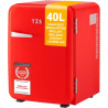 TZS First Austria - Mini Réfrigérateur Rétro 40L silencieux - Petit Minifrigo design vintage avec lumière intérieure et 2 compar