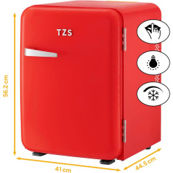 TZS First Austria - Mini Réfrigérateur Rétro 40L silencieux - Petit Minifrigo design vintage avec lumière intérieure et 2 compar