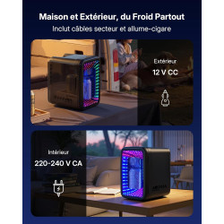 Upstreman Mini Frigo de Chambre, 4 Litres/6 Canettes, Mini Réfrigérateur avec Lumières à l'Infini, Refroidissement, 12V/220V, Mi