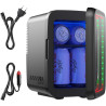 Upstreman Mini Frigo de Chambre, 4 Litres/6 Canettes, Mini Réfrigérateur avec Lumières à l'Infini, Refroidissement, 12V/220V, Mi