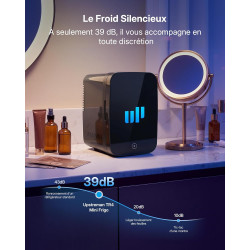 Upstreman Mini Frigo de Chambre, 4 Litres/6 Canettes, 7 Couleurs Éclairage, Petit Frigo avec Thermoélectrique, 12V/220V, Mini Fr