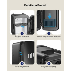 Upstreman Mini Frigo de Chambre, 4 Litres/6 Canettes, 7 Couleurs Éclairage, Petit Frigo avec Thermoélectrique, 12V/220V, Mini Fr