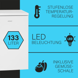 Bomann Réfrigérateur 133L blanc VS2195-1-blanc, Capacité nette : 133 litres, Éclairage intérieur à DEL, Contrôle de la températu