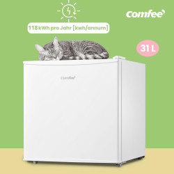 COMFEE' RCU40WH3EU(E) Mini Congélateur 31L, Blanc, Silencieux | Porte Réversible, 4 Étoiles, -24°C à -18°C, Température réglable