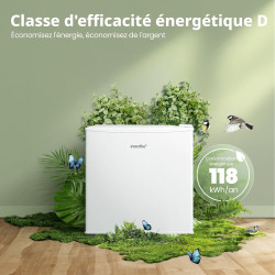 COMFEE' RCU40WH3EU(E) Mini Congélateur 31L, Blanc, Silencieux | Porte Réversible, 4 Étoiles, -24°C à -18°C, Température réglable
