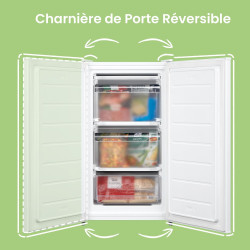COMFEE' RCU60WH2(E) 60L Mini Congélateur, Monoporte, Température Réglable, Porte Réversible, Silencieux, Pose Libre, Blanc | Tem