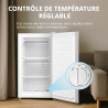 COMFEE' RCU60WH2(E) 60L Mini Congélateur, Monoporte, Température Réglable, Porte Réversible, Silencieux, Pose Libre, Blanc | Tem