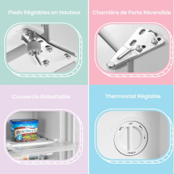 COMFEE' RCU60WH2(E) 60L Mini Congélateur, Monoporte, Température Réglable, Porte Réversible, Silencieux, Pose Libre, Blanc | Tem