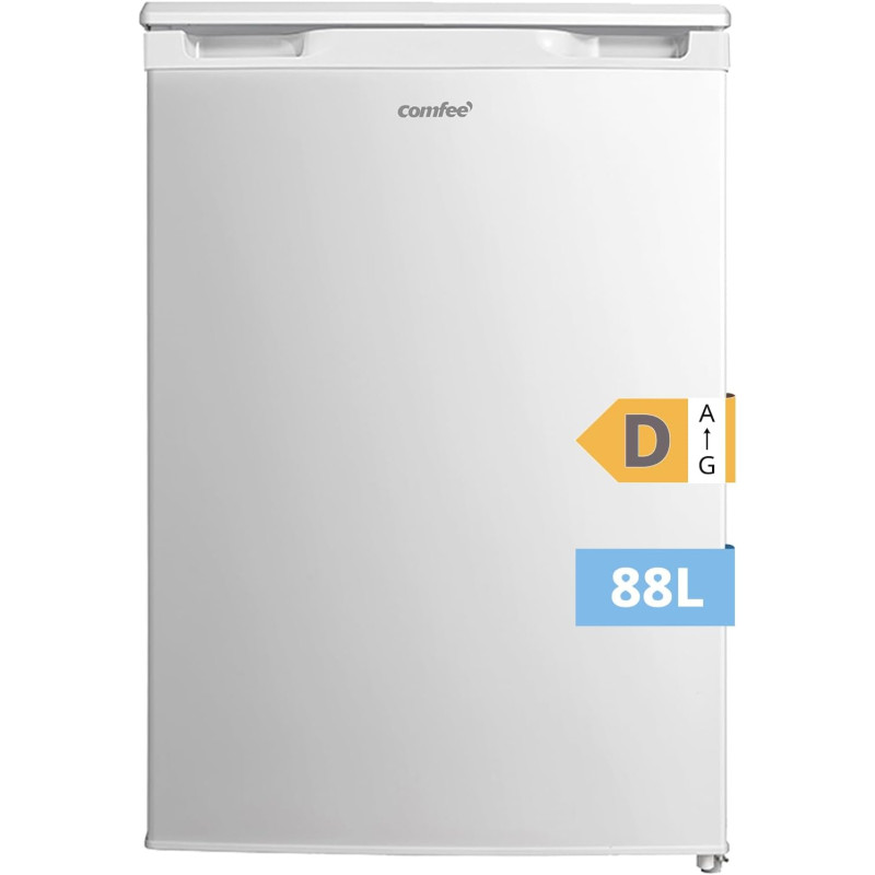 COMFEE' RCU83WH3EU(E) Congélateur vertical indépendant, Blanc, 88L | 3 tiroirs transparents, Grande capacité, -18°C, 39 dB silen