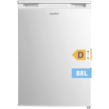 COMFEE' RCU83WH3EU(E) Congélateur vertical indépendant, Blanc, 88L | 3 tiroirs transparents, Grande capacité, -18°C, 39 dB silen