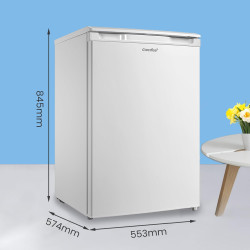COMFEE' RCU83WH3EU(E) Congélateur vertical indépendant, Blanc, 88L | 3 tiroirs transparents, Grande capacité, -18°C, 39 dB silen