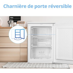 COMFEE' RCU83WH3EU(E) Congélateur vertical indépendant, Blanc, 88L | 3 tiroirs transparents, Grande capacité, -18°C, 39 dB silen
