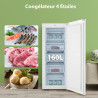 COMFEE' RCU160WH2(E) Congélateur Armoire 160L - Hauteur 142cm -183kWh/an-Porte Réversible-42dB Silencieux-Thermostat Réglable-Pi