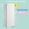 COMFEE' RCU160WH2(E) Congélateur Armoire 160L - Hauteur 142cm -183kWh/an-Porte Réversible-42dB Silencieux-Thermostat Réglable-Pi