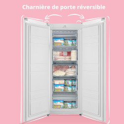COMFEE' RCU160WH2(E) Congélateur Armoire 160L - Hauteur 142cm -183kWh/an-Porte Réversible-42dB Silencieux-Thermostat Réglable-Pi
