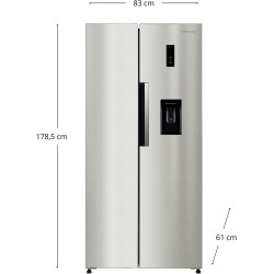 First One Réfrigérateur Side by Side 444L FSBS444IX (276L + 168L) - Distributeur d'eau - Couleur Inox