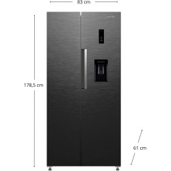 First One Réfrigérateur Side by Side 444L FSBS444 (276L + 168L) - Distributeur d'eau (Dark inox)