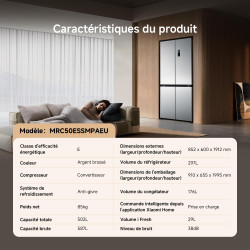 XIAOMI Mijia Réfrigérateur Multi-portes 502L, No Frost, Ag⁺ Antibactérien