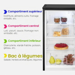 Bomann Réfrigérateur sans compartiment congélateur | 87 L | économe en énergie et compact | 0 °C-8 °C, réglage en continu | 3 cl