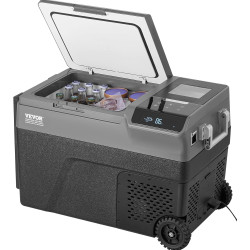 VEVOR Glacière à compression 35 L Réfrigérateur de Voiture avec Fonction de Fabrication de Glace 12V,Frigo Voiture sur Roulettes