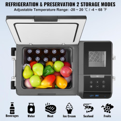 VEVOR Glacière à compression 35 L Réfrigérateur de Voiture avec Fonction de Fabrication de Glace 12V,Frigo Voiture sur Roulettes