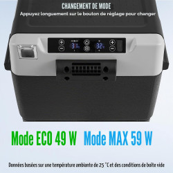 VEVOR Réfrigérateur Portable à Compression 60 L, Mini Frigo de Voiture 12 V, Glacière sur Roulettes à Zone Unique, Température R