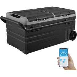 VEVOR Glacière à Compression 95 L, Réfrigérateur de Voiture 12 V, Glacière à Double Zone, -20 °C à 20 °C Température Réglable, a