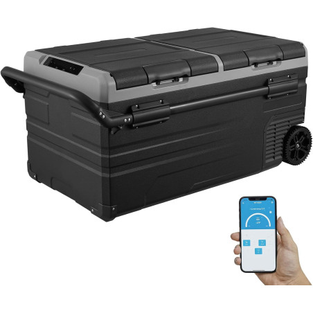 VEVOR Glacière à Compression 95 L, Réfrigérateur de Voiture 12 V, Glacière à Double Zone, -20 °C à 20 °C Température Réglable, a