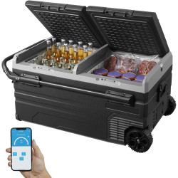 VEVOR Glacière à Compression 95 L, Réfrigérateur de Voiture 12 V, Glacière à Double Zone, -20 °C à 20 °C Température Réglable, a