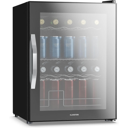 KLARSTEIN Réfrigérateur Pour Boisson 60L - Porte Verre Miroir, LED, 0-13°C, 4 Étagères Amovibles, Température Réglable, Mini Fri