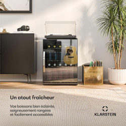KLARSTEIN Réfrigérateur Pour Boisson 60L - Porte Verre Miroir, LED, 0-13°C, 4 Étagères Amovibles, Température Réglable, Mini Fri