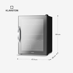 KLARSTEIN Réfrigérateur Pour Boisson 60L - Porte Verre Miroir, LED, 0-13°C, 4 Étagères Amovibles, Température Réglable, Mini Fri