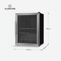 KLARSTEIN Beersafe Réfrigérateur à Boissons 60 L – Mini Frigo avec Porte Vitrée, Argent | Éclairage LED, étagères métalliques am