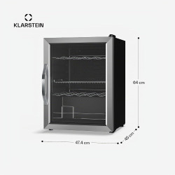 KLARSTEIN Beersafe Réfrigérateur à Boissons 60 L – Mini Frigo avec Porte Vitrée, Argent | Éclairage LED, étagères métalliques am