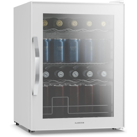 KLARSTEIN Beersafe Réfrigérateur à Boissons 60 L – Mini Frigo avec Porte Vitrée, Blanc | Éclairage LED, étagères métalliques amo