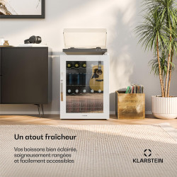 KLARSTEIN Beersafe Réfrigérateur à Boissons 60 L – Mini Frigo avec Porte Vitrée, Blanc | Éclairage LED, étagères métalliques amo