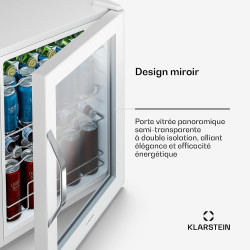 KLARSTEIN Beersafe Réfrigérateur à Boissons 60 L – Mini Frigo avec Porte Vitrée, Blanc | Éclairage LED, étagères métalliques amo