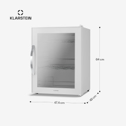KLARSTEIN Beersafe Réfrigérateur à Boissons 60 L – Mini Frigo avec Porte Vitrée, Blanc | Éclairage LED, étagères métalliques amo