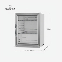 KLARSTEIN Beersafe Réfrigérateur à Boissons 60 L – Mini Frigo avec Porte Vitrée, Blanc-Argent | Éclairage LED, étagères métalliq