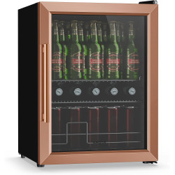 Klarstein Beersafe Réfrigérateur à Boissons 60 L – Mini Frigo avec Porte Vitrée, Cuivre | Éclairage LED, étagères métalliques am