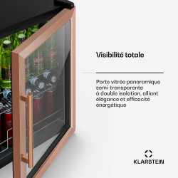 Klarstein Beersafe Réfrigérateur à Boissons 60 L – Mini Frigo avec Porte Vitrée, Cuivre | Éclairage LED, étagères métalliques am