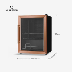 Klarstein Beersafe Réfrigérateur à Boissons 60 L – Mini Frigo avec Porte Vitrée, Cuivre | Éclairage LED, étagères métalliques am