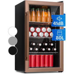 KLARSTEIN Beersafe Réfrigérateur à Boissons 80 L – Frigo avec Porte Vitrée, Cuivre | Éclairage LED, étagères métalliques amovibl