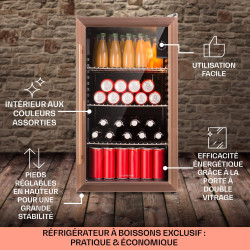 KLARSTEIN Beersafe Réfrigérateur à Boissons 80 L – Frigo avec Porte Vitrée, Cuivre | Éclairage LED, étagères métalliques amovibl