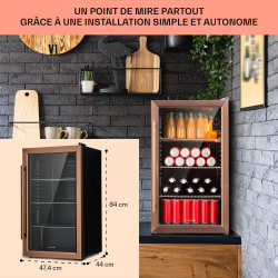 KLARSTEIN Beersafe Réfrigérateur à Boissons 80 L – Frigo avec Porte Vitrée, Cuivre | Éclairage LED, étagères métalliques amovibl