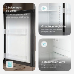 AREBOS Mini Réfrigérateur 40L | Mini Bar Silencieux ≤27 dB | Réfrigérateur Compact Verrouillable avec LED & Température Réglable