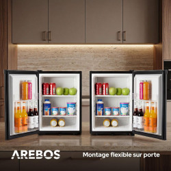 AREBOS Mini Réfrigérateur 40L | Mini Bar Silencieux ≤27 dB | Réfrigérateur Compact Verrouillable avec LED & Température Réglable